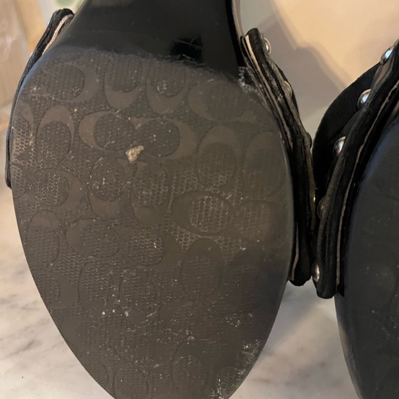 EUC COACH Juliet 12cm Black on Black wooden (clog) slide. Size 6 med. width - Picture 5 of 7